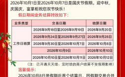 富掌柜 | 2026年中秋国庆双节结算时效通知
